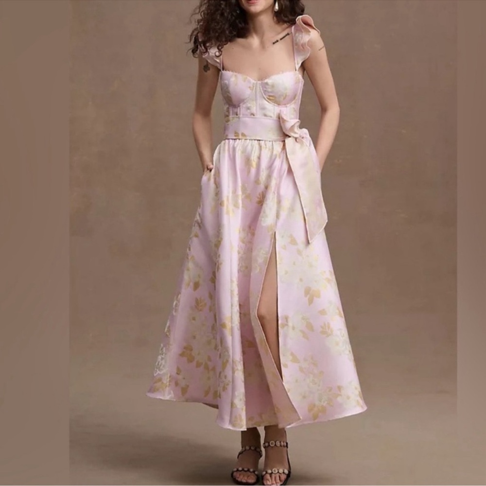 V Chapman Vera Corset Midi (side slit) - Pink/Gold